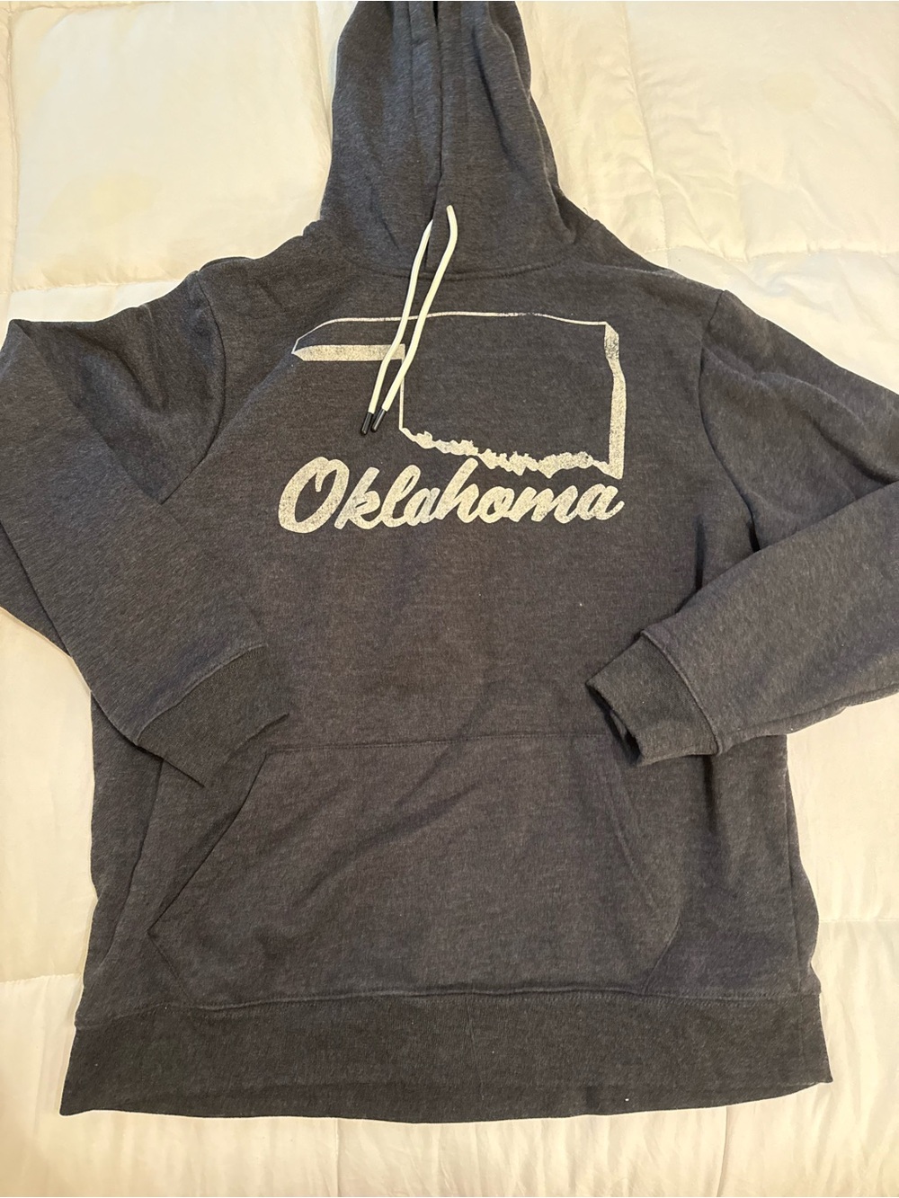 Oklahoma Script State Outline Hoodie - Charcoal Gray